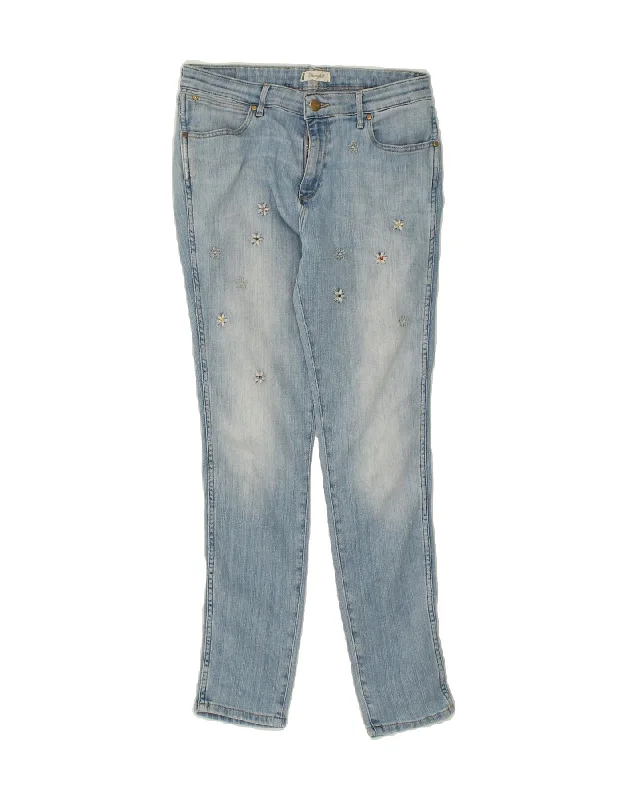 WRANGLER Womens Boyfriend Graphic Skinny Jeans W27 L29 Blue Floral Cotton