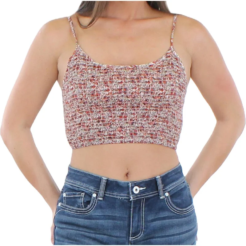 Angie Womens Cropped Smocked Tank Top