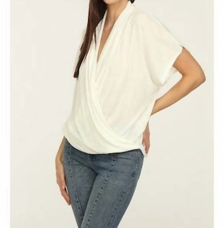 Shelly Surplice Cupro Tee In Ivory
