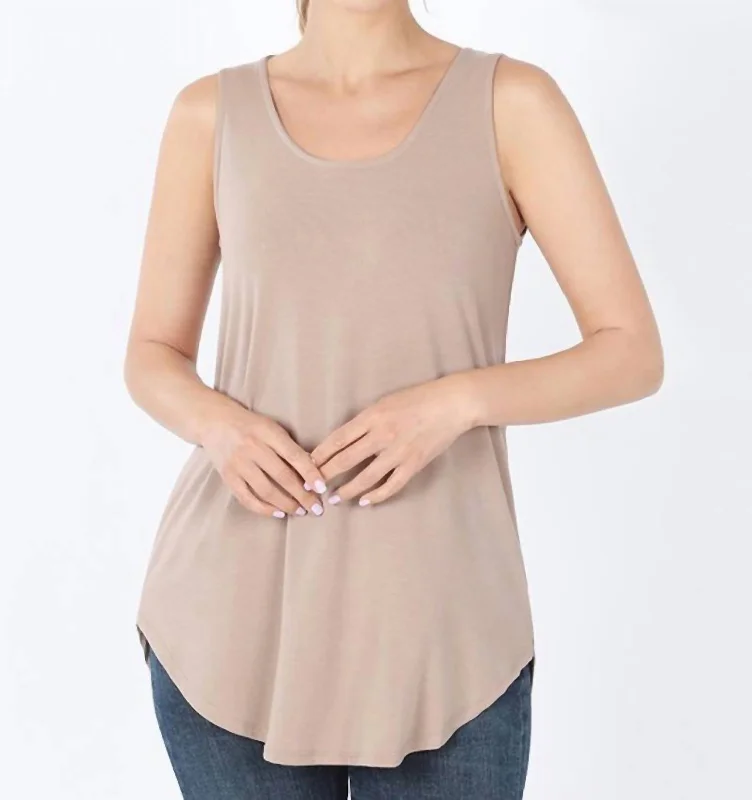 Basic Thick Strap Tank In Ash Mocha