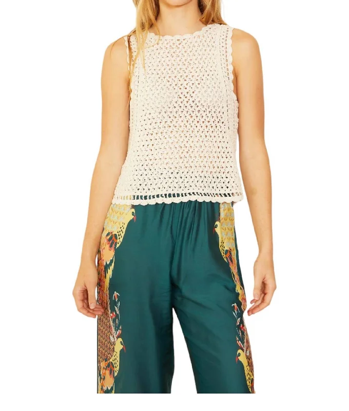 Amelie Hand Crocheted Top Natural In White