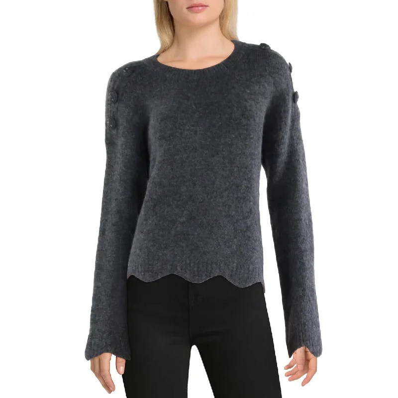 Elie Tahari Womens Button Detail Long Sleeve Crewneck Sweater Thanksgiving sweaters