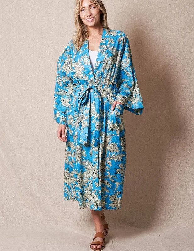 Fair Trade Kimono Robe - Turquoise Designer sweaters