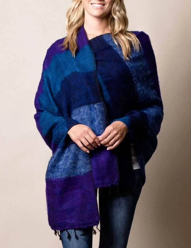 Himalayan Yak Wool Wrap - Blue Best sweaters for formal occasions