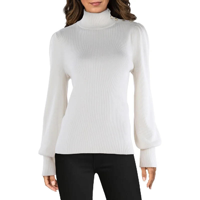Lauren Ralph Lauren Womens Cotton Blend Embellished Mock Turtleneck Sweater Work sweaters