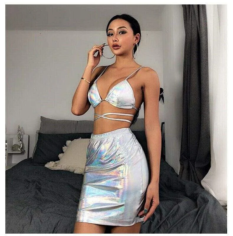 FashionSierra - Women 2 Piece Summer Backless Bodycon Crop Tops and Skirt Set Short Mini Dress Party Sexy Ladies Clubwear Set Cheap mini dresses