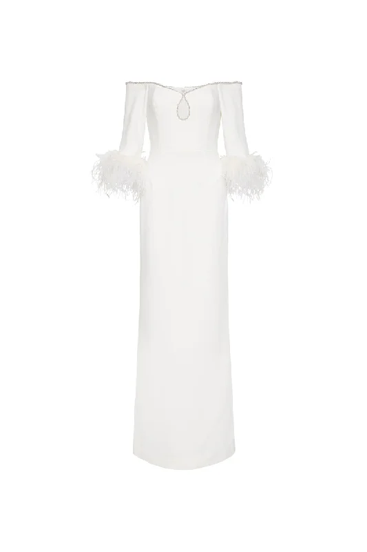 Plume Keyhole Gown Wedding Dress Long