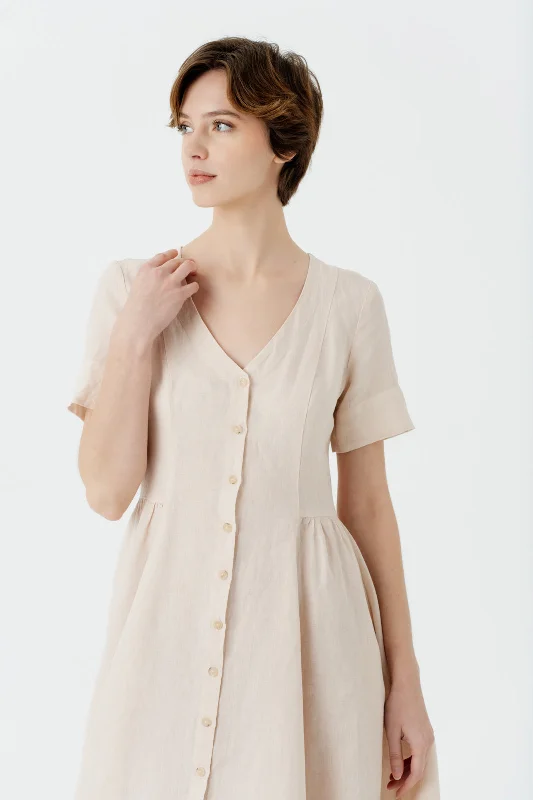 Agness Dress, Short Sleeve, Seashell White Best midi dresses for summer vacation