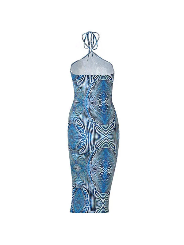 Dizzy Print Halter Bodycon Midi Dress Versatile midi dresses for all occasions