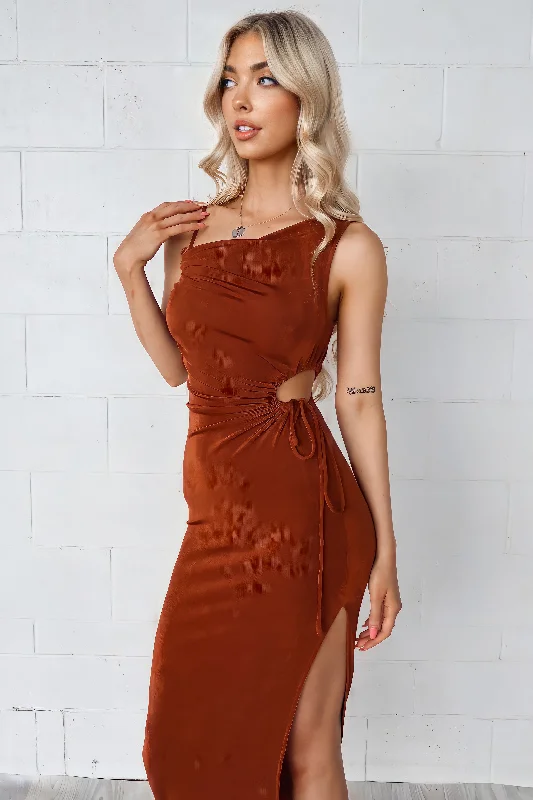 Madison Midi Dress - Chocolate Long sleeve midi dresses