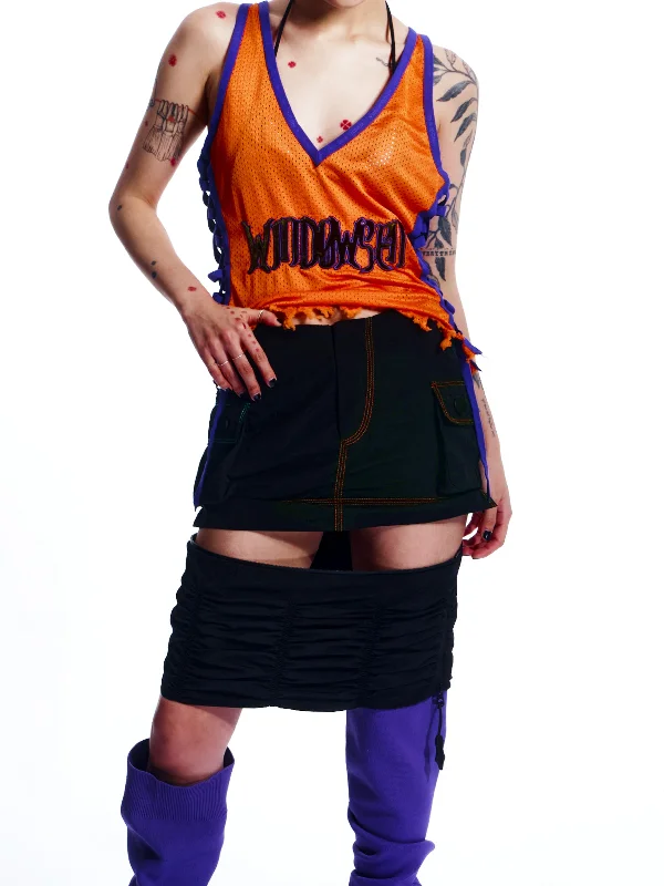 MINI SKIRT WITH DETACHABLE RUCHED HEM Mini Skirt with Pockets