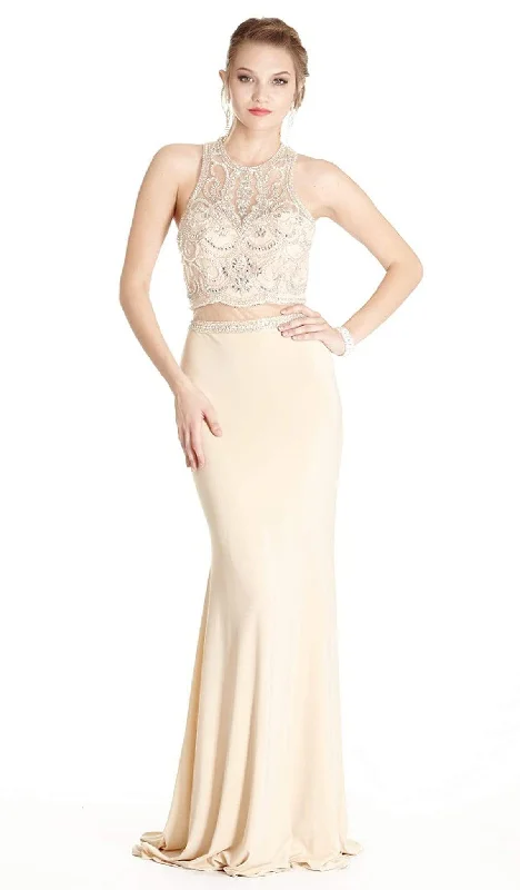 Aspeed Design - Bedazzled Mock Two Piece Sheath Prom Dress Party unclassified dresses