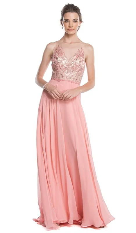 Aspeed Design - Embellished Illusion Neck A-line Prom Dress Y2K unclassified dresses