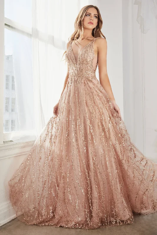 Captivating Glamour: Cinderella Divine's Shimmering Lace Gown for Enchanting Occasions