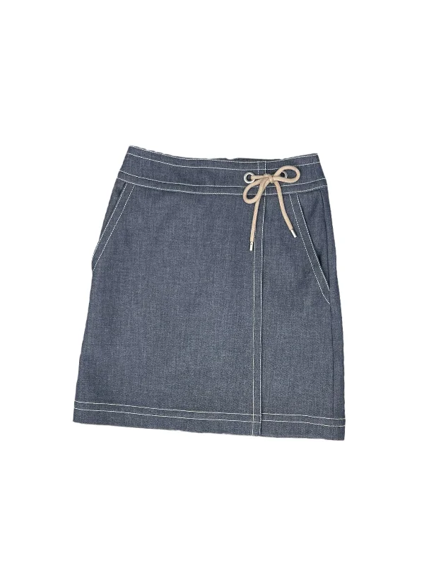 Skirt Midi By Ann Taylor In Blue Denim, Size: 00 Elegant Satin Skirt