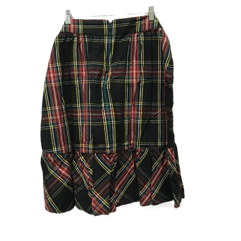 Skirt Midi By J. Crew In Black & Red, Size: 10 Stylish Pleated Skirt