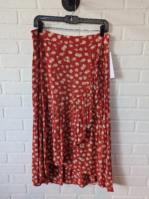 Skirt Midi By Madewell In Orange, Size: 8 Wool Midi Skirt